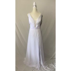 Chiffon Bridesmaid Dresses for Women Long V Neck Formal Dresses with Slit